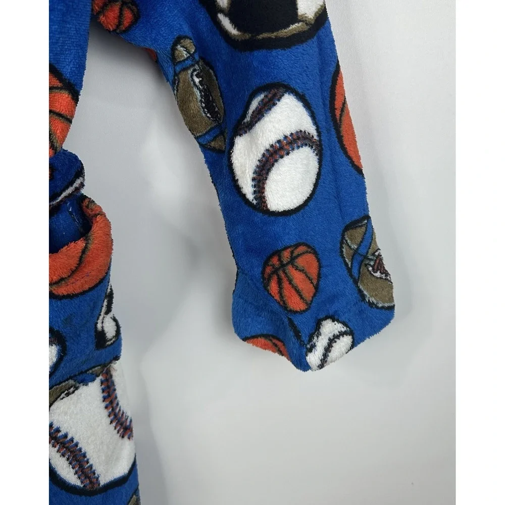 Joe Boxer Sports Theme Football Soft Fleece Bath Robe Youth Medium 8 Blue Pocket